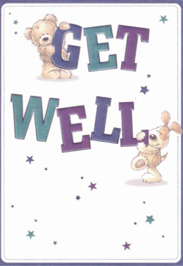A gentle celebration of encouragement, this get well card captures the essence of Fulham's community spirit. A cuddly bear and an exuberant puppy-each illustrated with plush, rounded forms and childlike joy-anchor the scene, their textures so vivid you can almost imagine the softness beneath your fingertips. Dancing around them are cheerful bursts of star-shaped confetti in teal and purple, their whims echoing the cheerful atmosphere of Eel Brook Common on a summer afternoon. The confident typography, shaded in vibrant indigo and aquamarine, grounds the artwork, infusing it with a bold reassurance that speaks directly to the heart. There's a hand-crafted quality to every detail, much like a bouquet arranged with love and attention at a local Fulham florist. The entire card radiates a buoyant mood, perfect for lifting spirits during recovery-whether you're sending it alongside fresh flowers to a loved one near King's Road or offering a thoughtful gesture to a friend on Dawes Road.